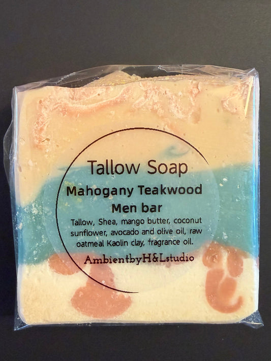 Mahogany Teakwood men bar tallow soap